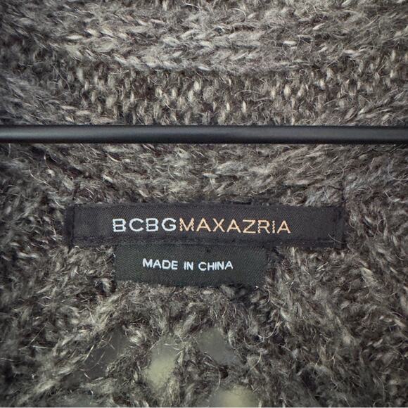 BCBGMaxAzria Long Tunic Cardigan Sweater Cuffed Sleeves Crochet Knit Ribbed EUC - Picture 11 of 14